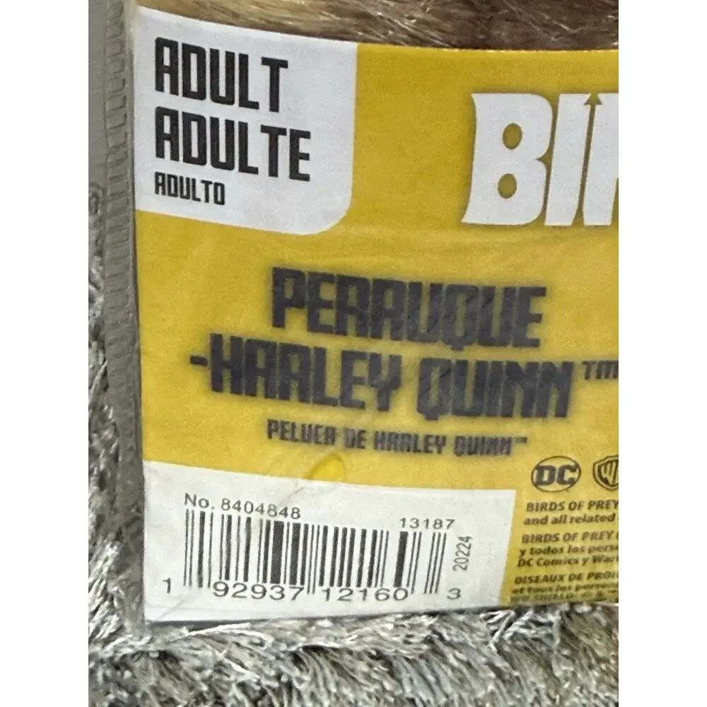 Birds Of Prey Harley Quinn Costume Wig Adult Blonde Pink Blue Pigtails Cosplay